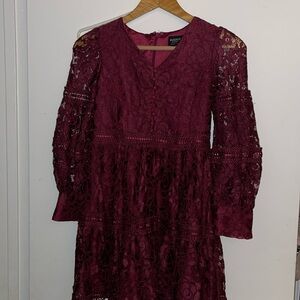 HOLIDAY DRESS, Lacy, girls size 16, beautiful wine color